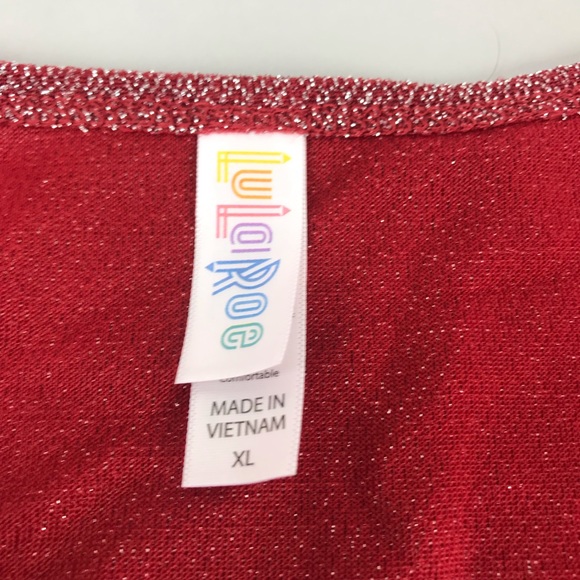 LuLaRoe Elegant Classic T Tee Shirt Red Silver - Picture 3 of 4
